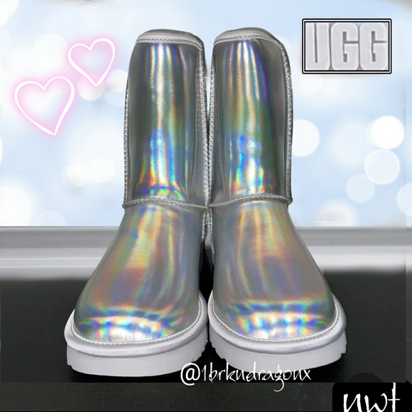 NWT UGG Australia Holographic Icy Silver  Booties Boots Slipon Winter Booties - Picture 13 of 16